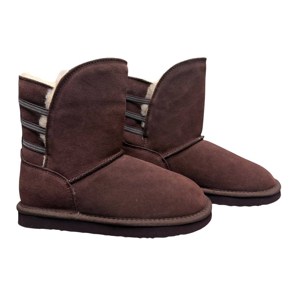 Bearpaw Boots Suede Terri Fig  Sheepskin Winter Womens 7.5 Purple NEW